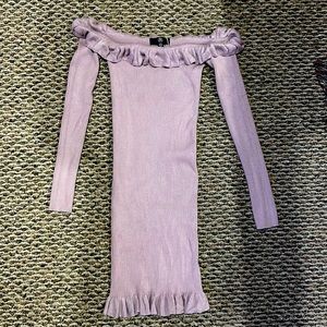 Bodycon off-shoulder ruffle trim dress